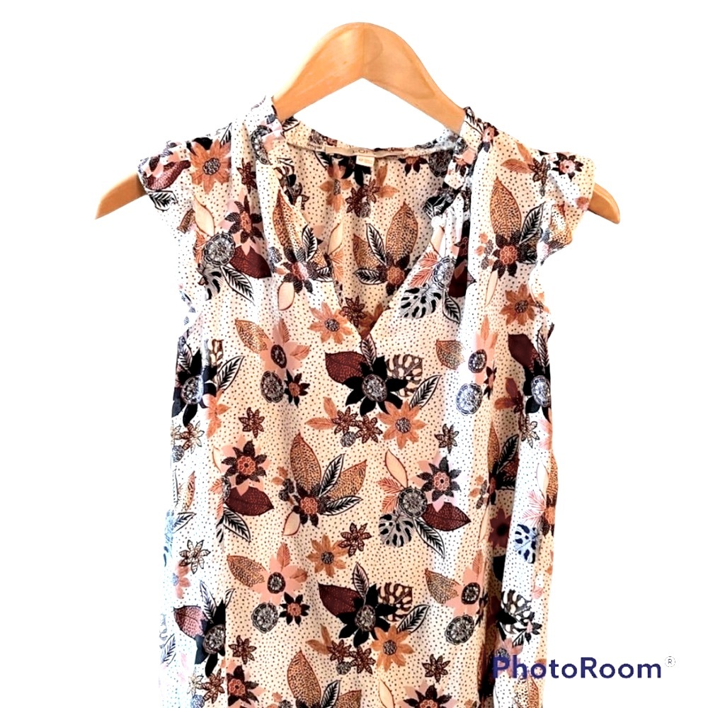 Ann Taylor Loft Petite Sleeveless Ruffle Blouse Top
